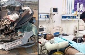 रतलाम में भीषण हादसा: दिल्ली–मुंबई एक्सप्रेसवे पर ट्राले में घुसी कार, सूरत का पूरा परिवार घायल