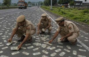 शामली में हाईवे पर नोटों की बारिश, सड़क से 4 लाख रुपये बरामद