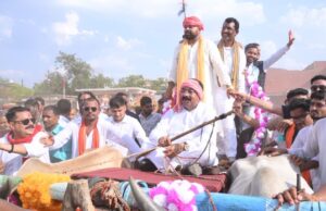 भारतीय राजनीति में पहली बार डिप्टी सीएम अरुण साव बने विधायक दूल्हे की बैलगाड़ी के सारथी