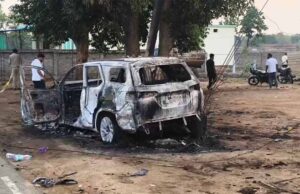 रेत विवाद में सनसनीखेज वारदात! फॉर्च्यूनर सवार युवक को जिंदा जलाने का आरोप, 4 हिरासत में