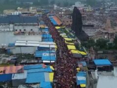 सीवन घाट पर एंट्री रोकी, श्रद्धालुओं की भारी भीड़: सीहोर में 11 किमी लंबी कांवड़ यात्रा शुरू