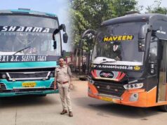 बसों की छत पर सामान ढोने पर 49 स्लीपर बसों के चालान