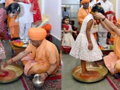 बेटियों के पांव पखार सीएम योगी ने की मातृ शक्ति की आराधना