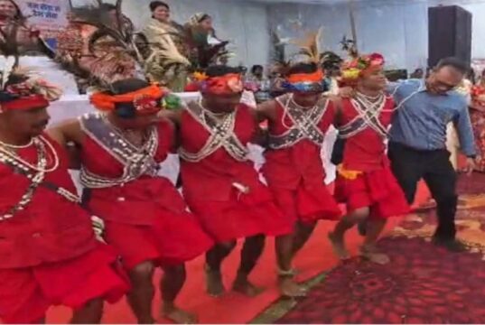 सेवा संकल्प अभियान में कलेक्टर ने ग्रामीणों संग किया मांदरी नृत्य